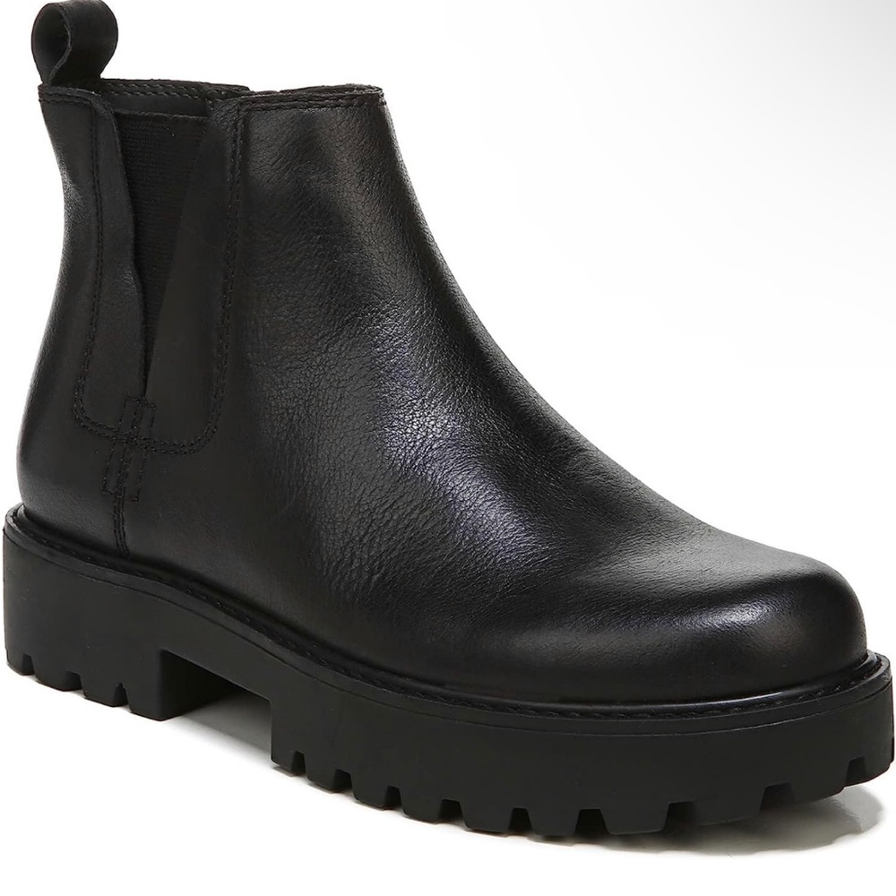Zodiac Womens Shiloh Black Leather Lugged Sole Zip Up Ankle Boots Boots NWT